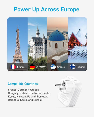 Anker Travel Adapter, European Travel Plug Adapter, US to Europe 15W 2-Pack