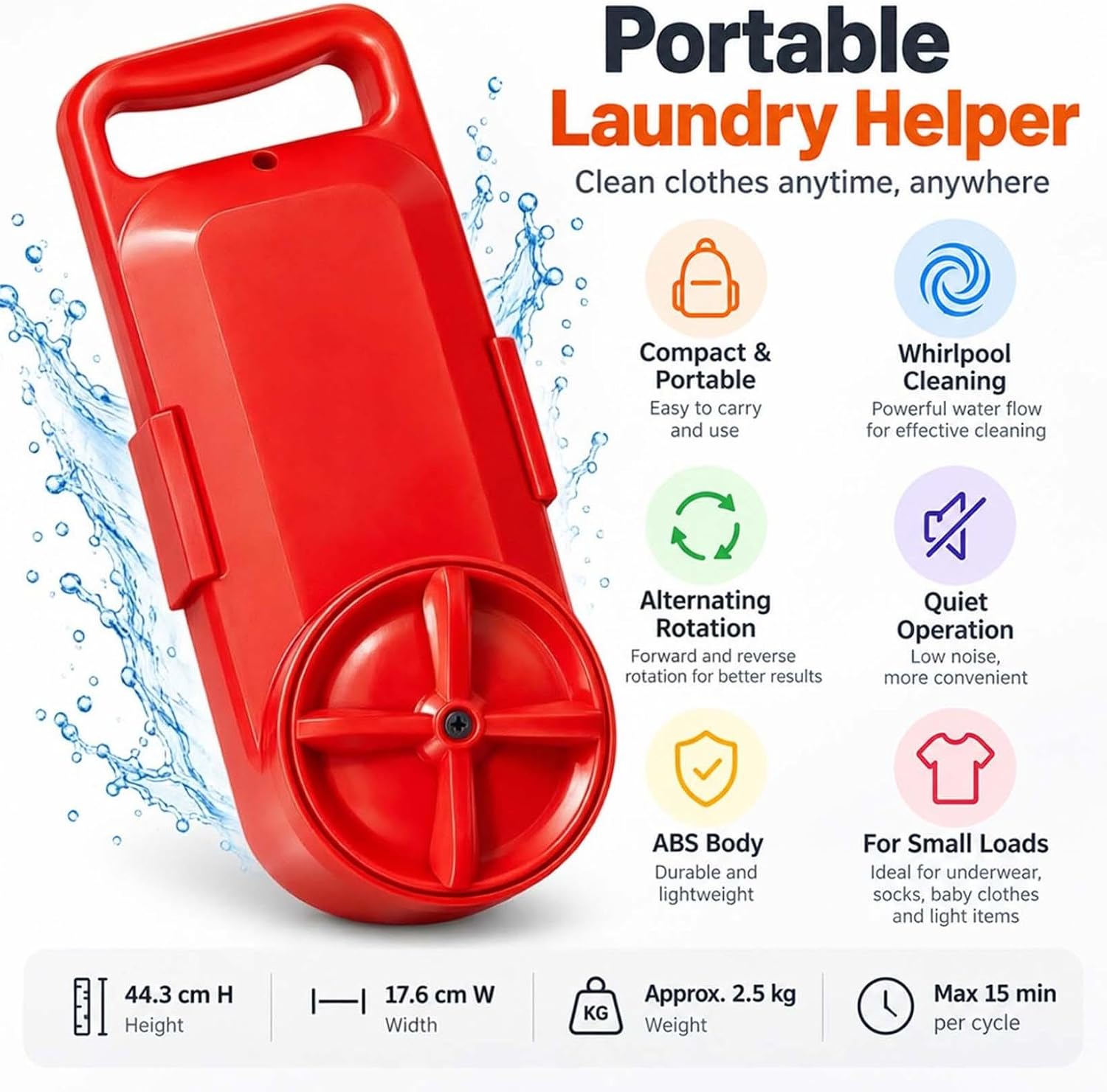 Portable Bucket Washing Machine for 5 Gallon Buckets, Washer with Timer