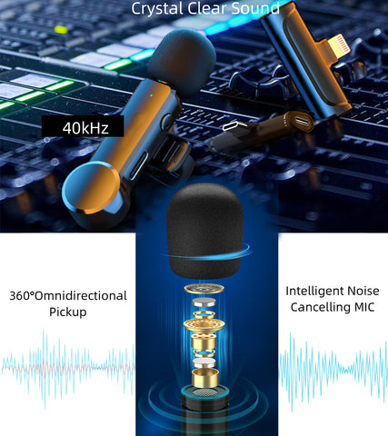 NPTCL 2 Pack Lavalier Microphone USB C Wireless Lav Mic for Android Phone Noise Canceling Mini Lapel Mic Type C for iPhone 15/16 (USB-C) Video Recording Vlog