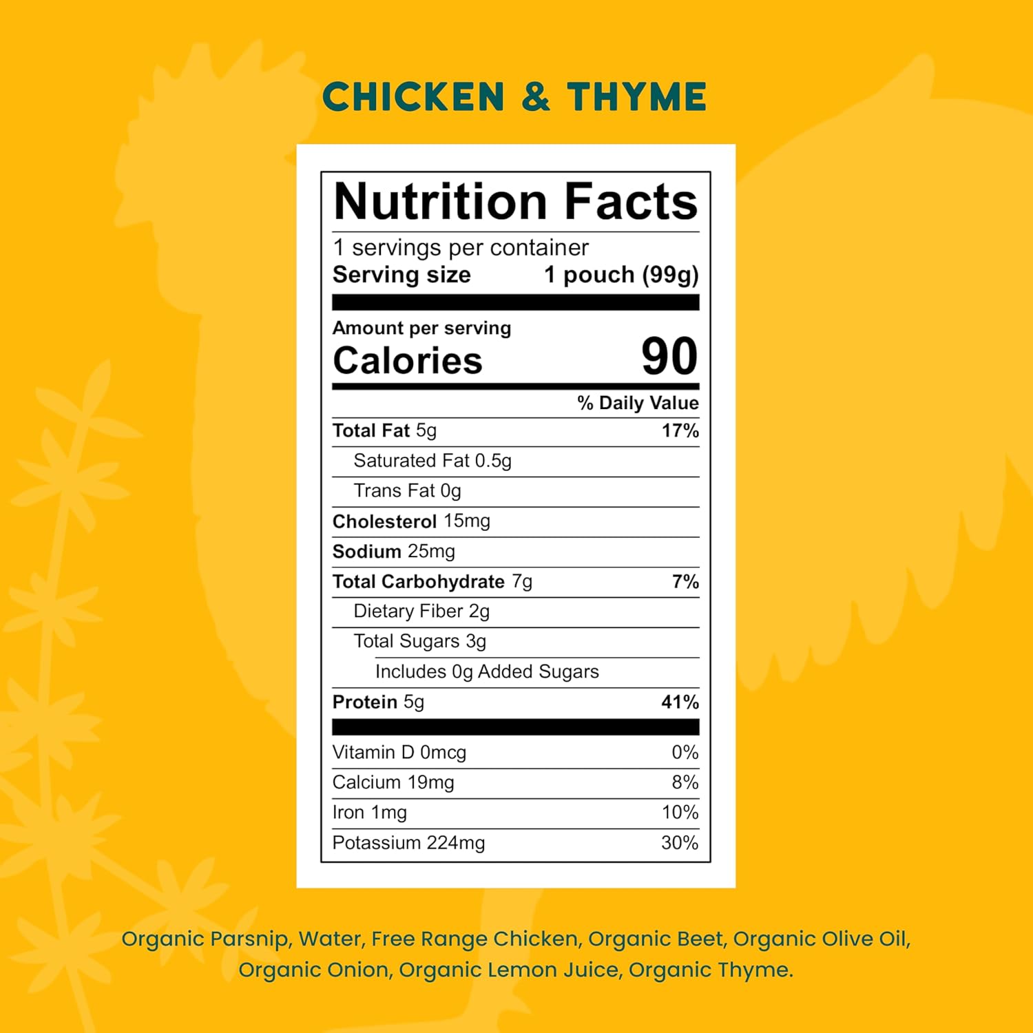 Serenity Kids Baby Food Pouches, Chicken & Thyme, No Added Sugar, 3.5 Oz