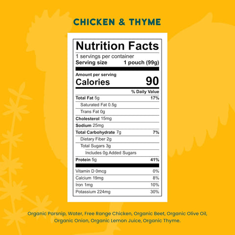Serenity Kids Baby Food Pouches, Chicken & Thyme, No Added Sugar, 3.5 Oz