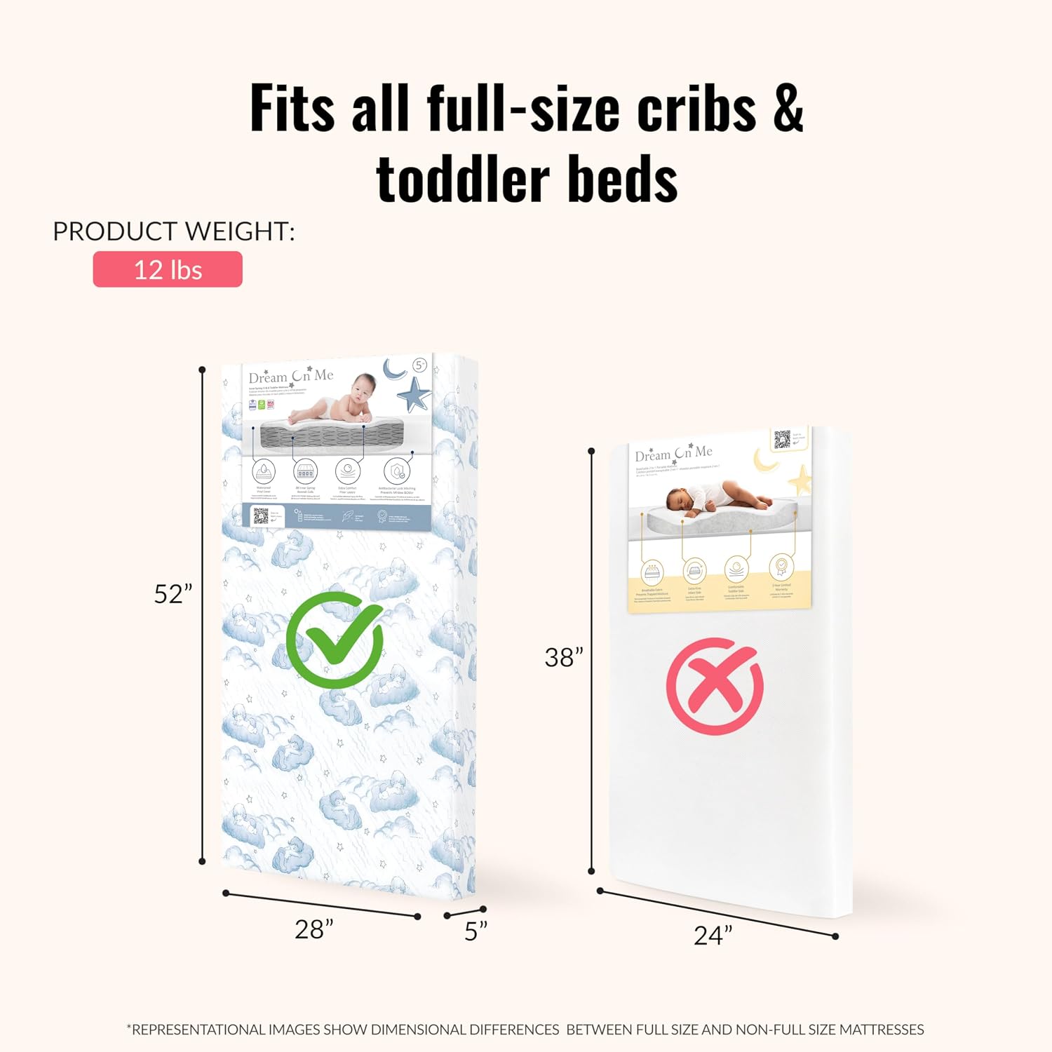 Dream On Me Nap Nest Baby Crib Mattress, GREENGUARD Gold, Made in USA