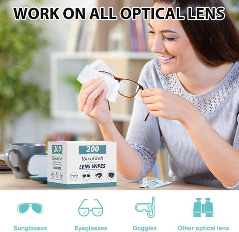 200 Count Pre-Moistened Lens Wipes for Eyeglasses