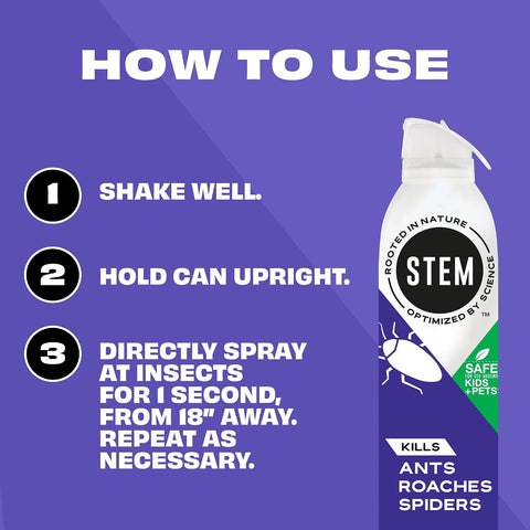 STEM Plant-Based Bug Spray, Ant, Roach, Spider Killer Indoor Outdoor, 10 oz