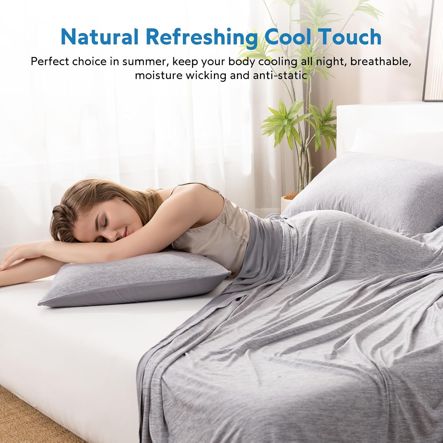HOMFINE Cooling Blanket for Hot Sleepers Throw, Grey 50"x70"