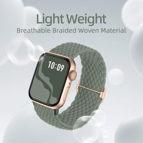 Braided Stretchy Solo Loop Compatible for Apple Watch Band 38mm 40mm 41mm 42mm 44mm 45mm 46mm 49mm for Women Men, Nylon Elastic Straps Wristbands for iWatch Series 10 9 8 7 6 SE 5 4 3 2 Ultra Ultra 2