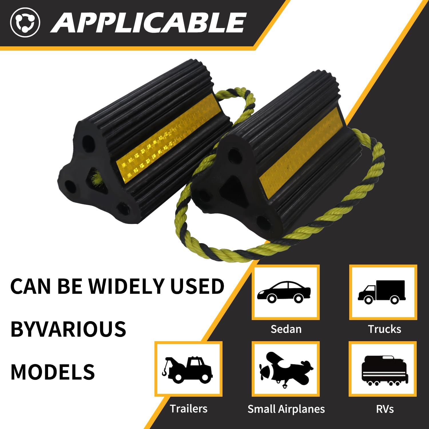 Wheel Chock for RV Trailer Camper Truck Car 1pair 2pack with Rope