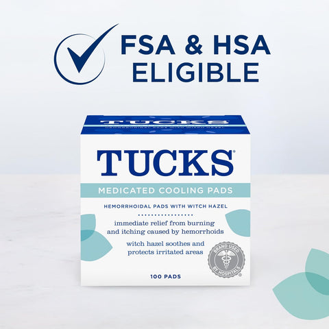 TUCKS Medicated Cooling Pads, Witch Hazel Hemorrhoid Treatment, 100 Count