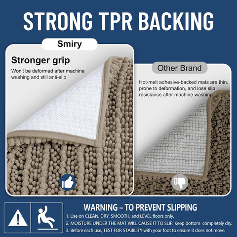 Smiry Bathroom Rugs 30X20, Extra Soft Rubber Backing Chenille Bath Mats