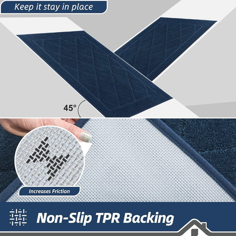 BEQHAUSE Dirt Trapper Door Mat 32" x 48", Doormat Non-Slip, Navy Blue