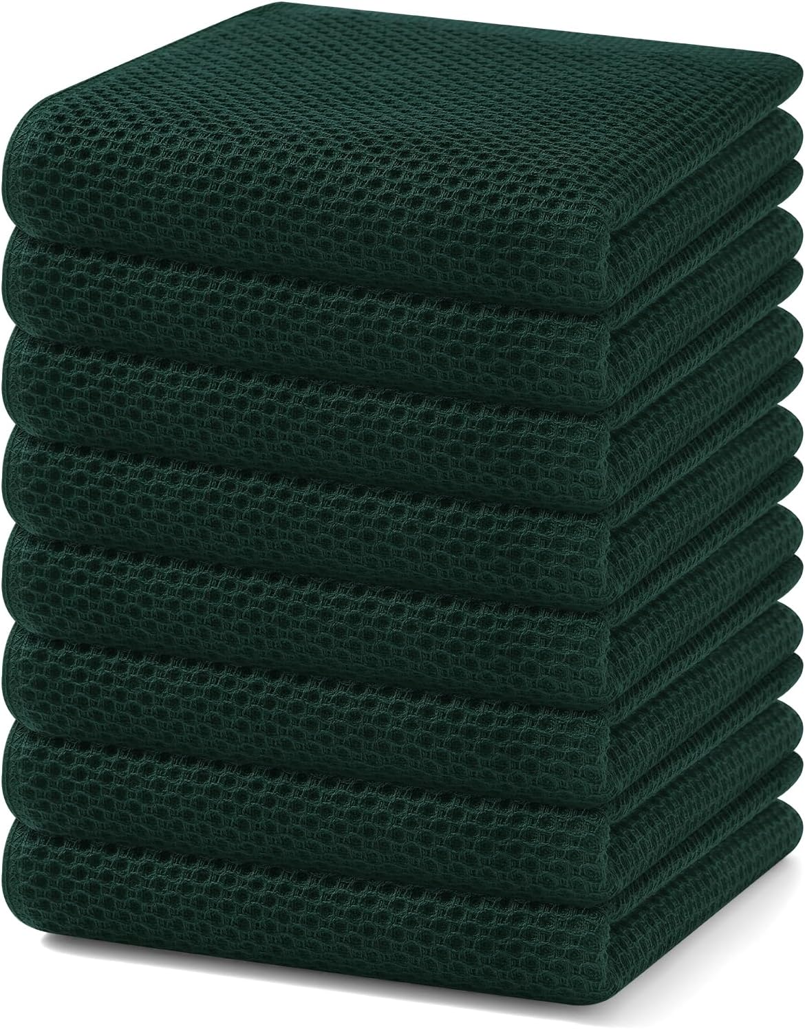 Homaxy 100% Cotton Waffle Weave Kitchen Dish Towels 8-Pack, Blackish Green