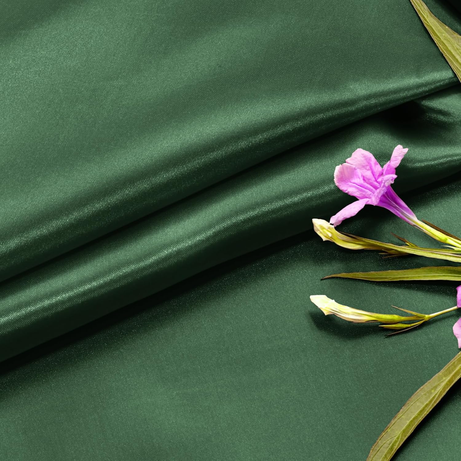 P Pothuiny 55 Inch Wide Woodland Green Satin Fabric by The Yard, 1 Yard