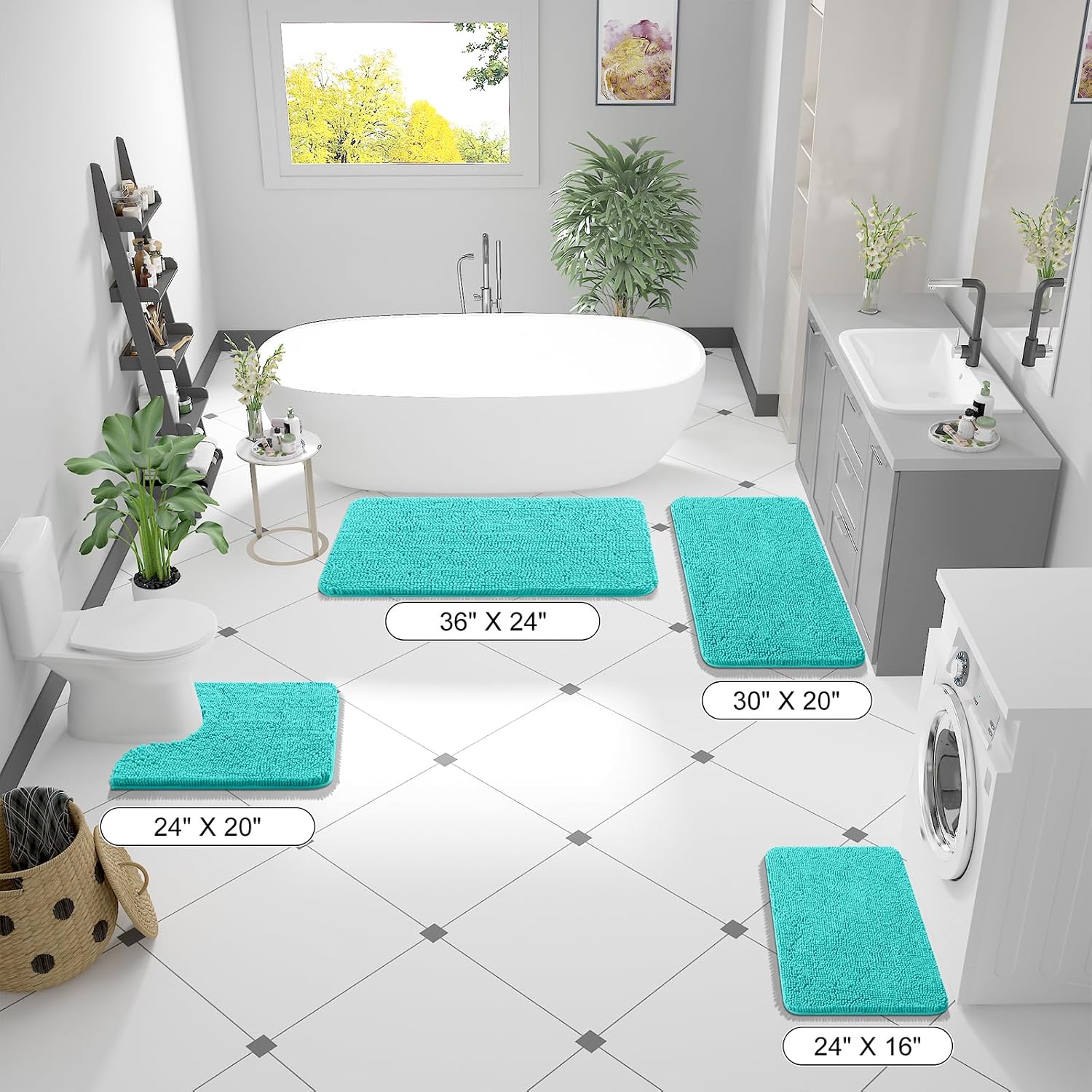 OLANLY Bathroom Runner Rugs 47x20, Extra Soft Absorbent Chenille Bath Rugs
