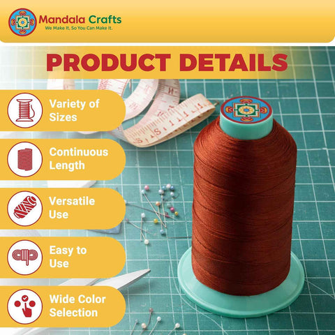 Mandala Crafts Size 92 280D T90 Beige Bonded Nylon Thread, 1100 YDs