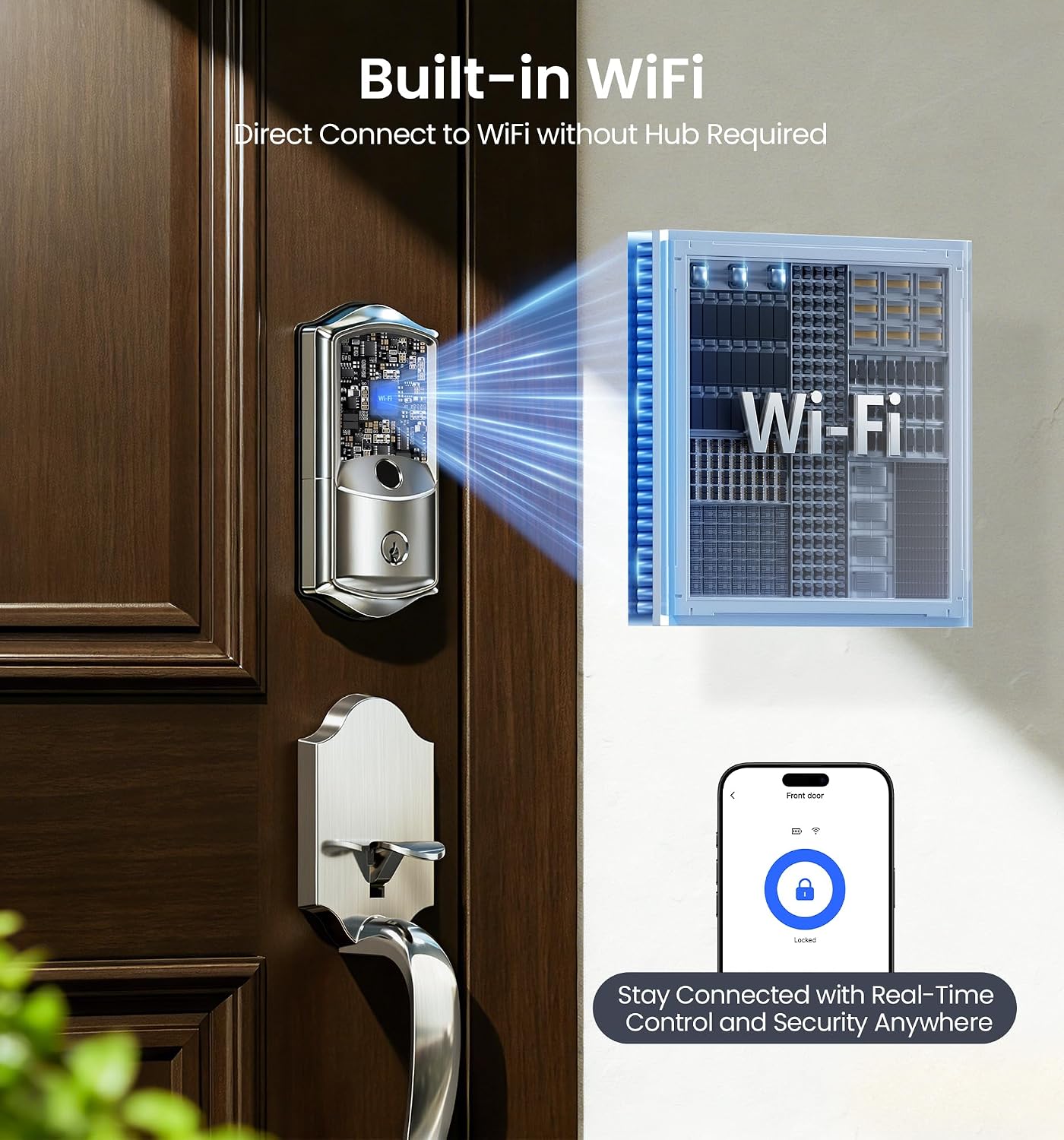 Veise VE027 WiFi Smart Lock Fingerprint Keyless Entry Deadbolt Satin Nickel