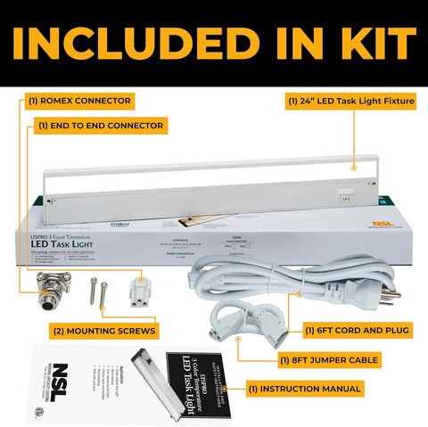 NSL LED Under Cabinet Lighting Hardwired - 24 Inch White