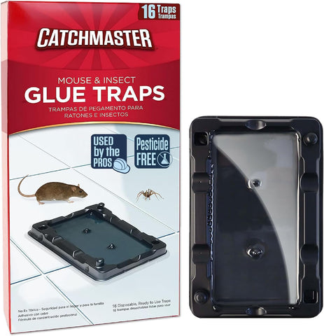 Catchmaster 16pk Mouse Glue Traps Indoor for Home, Sticky Mouse & Bug Traps