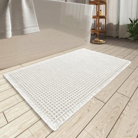 Upgraded Waffle Bath Mat Ultra Absorbent Non Slip Bathroom Mat, 17" x 24"