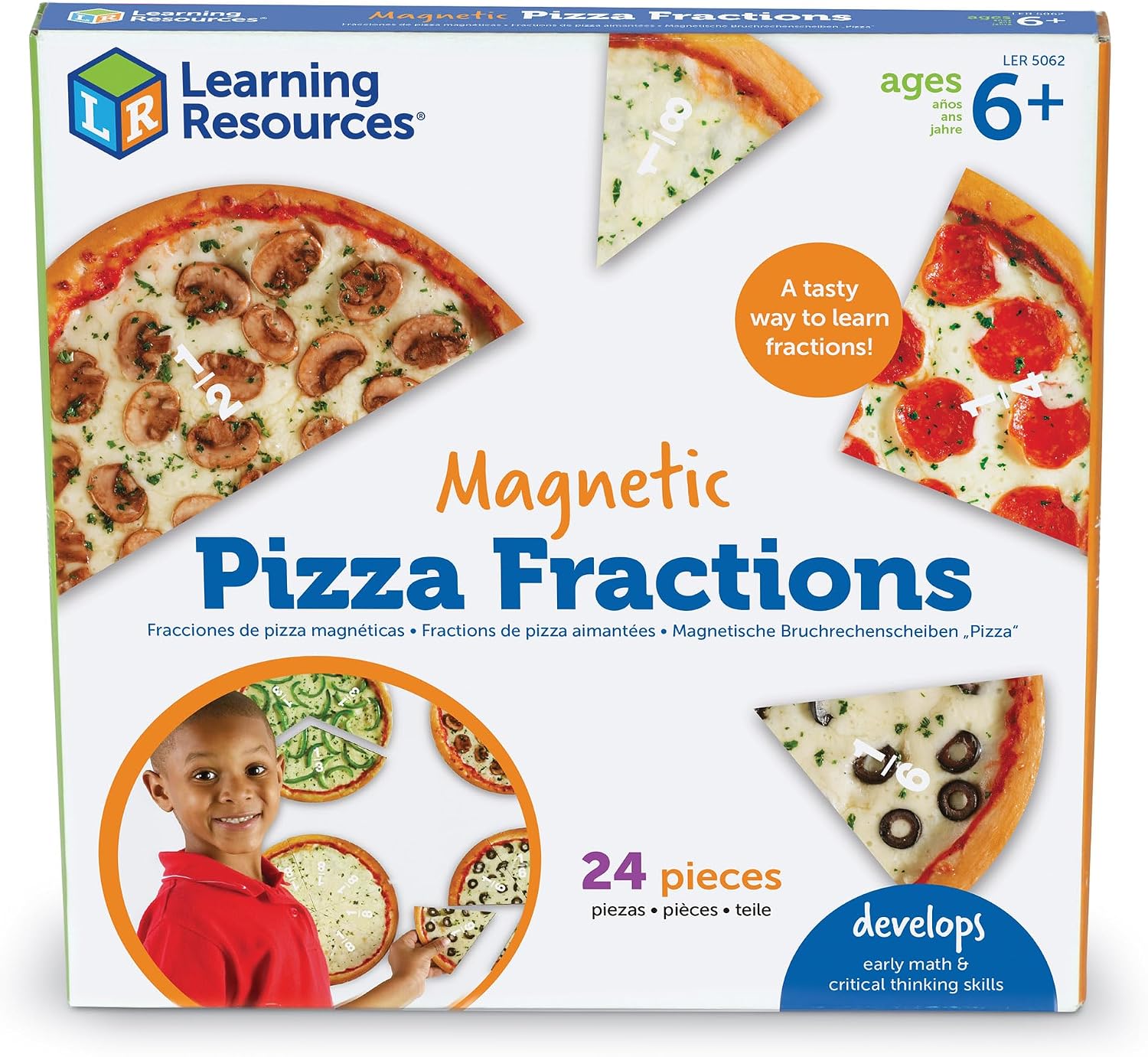 Learning Resources Magnetic Pizza Fractions - Montessori Math Manipulatives, Addition and Subtraction, Critical Thinking Skills, Classroom Must Haves, Homeschool Supplies, Gifts for Students