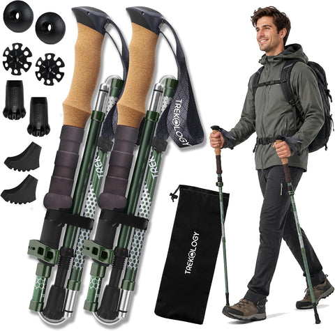 Trekology Trek-Z Hiking Trekking Poles, Walking Stick for Men, Women, 2pc