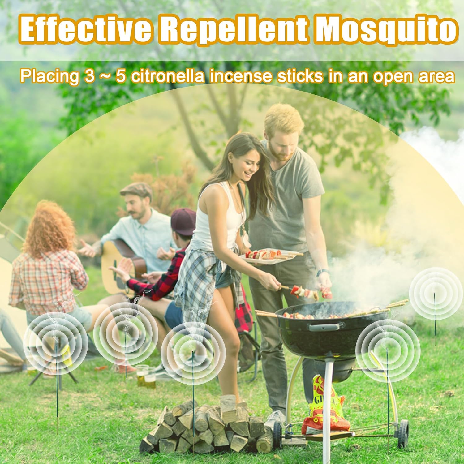 60P Natural Citronella Mosquito Repellent Incense Sticks for Outdoor Patio