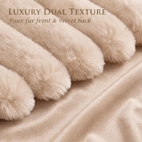 Set of 2 Decorative Throw Pillow Covers 26x26, Fall Faux Fur Apricot