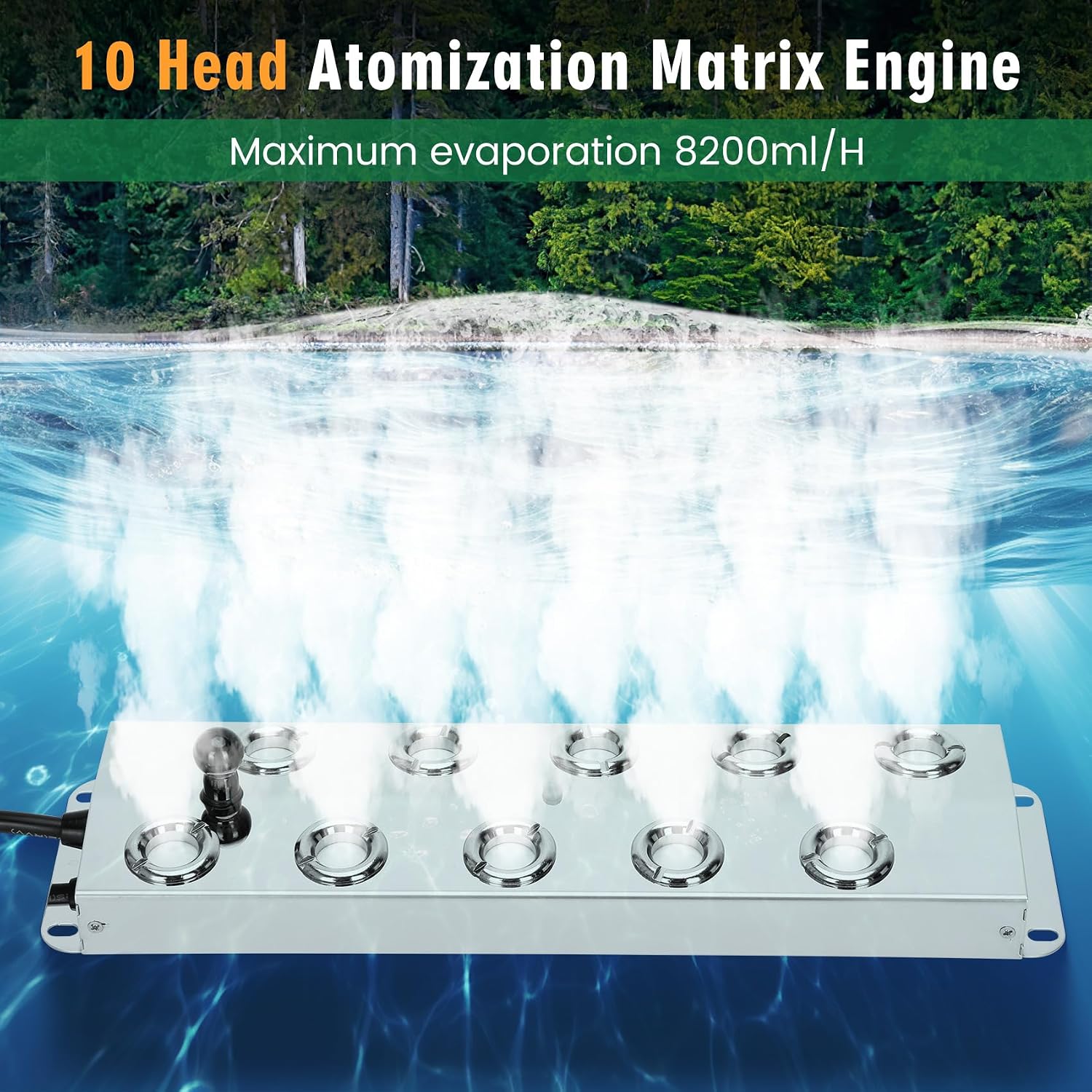 Ultrasonic Mist Maker Fogger 10 Head(8400ml/H)
