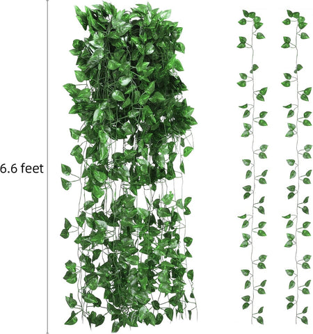 Tbestmax 237 Feet 36 Pack Artificial Ivy Leaf Plants, Green Vine Leaves, Greenery Hanging Garland, Fake Foliage Flowers for Home Kitchen Garden Office Wedding Wall Decor