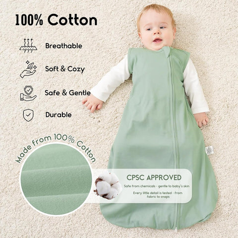 Yoofoss Baby Sleep Sack 6-12 Months TOG 1.0 2 Pack 100% Organic Cotton