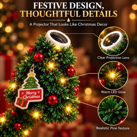 Christmas Projector Light, Plug and Play HD USB Christmas Tree Projector