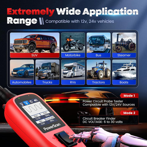 Autel PowerScan Automotive Circuit Tester, 12-24V Power Circuit Probe Tool