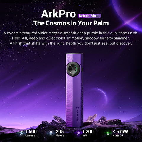 OLIGHT ArkPro EDC Flat Flashlight Rechargeable, Pocket Light, Nebula Violet