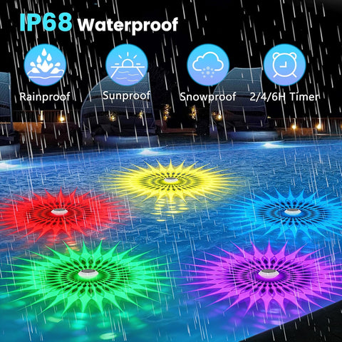 2026 Upgrade Solar Pool Chlorine Floater 3 Inch Tablets(1 Pack), 1800mAh Floating Pool Lights with Remote, 42 Lighting, Timer Function, IP68 Waterproof for Inground/Above Ground Pool, Pool Party, SPA
