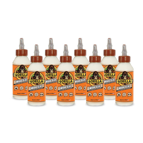 Gorilla Wood Glue; 8 Ounce Bottle; Natural Wood Color; (Pack of 8)