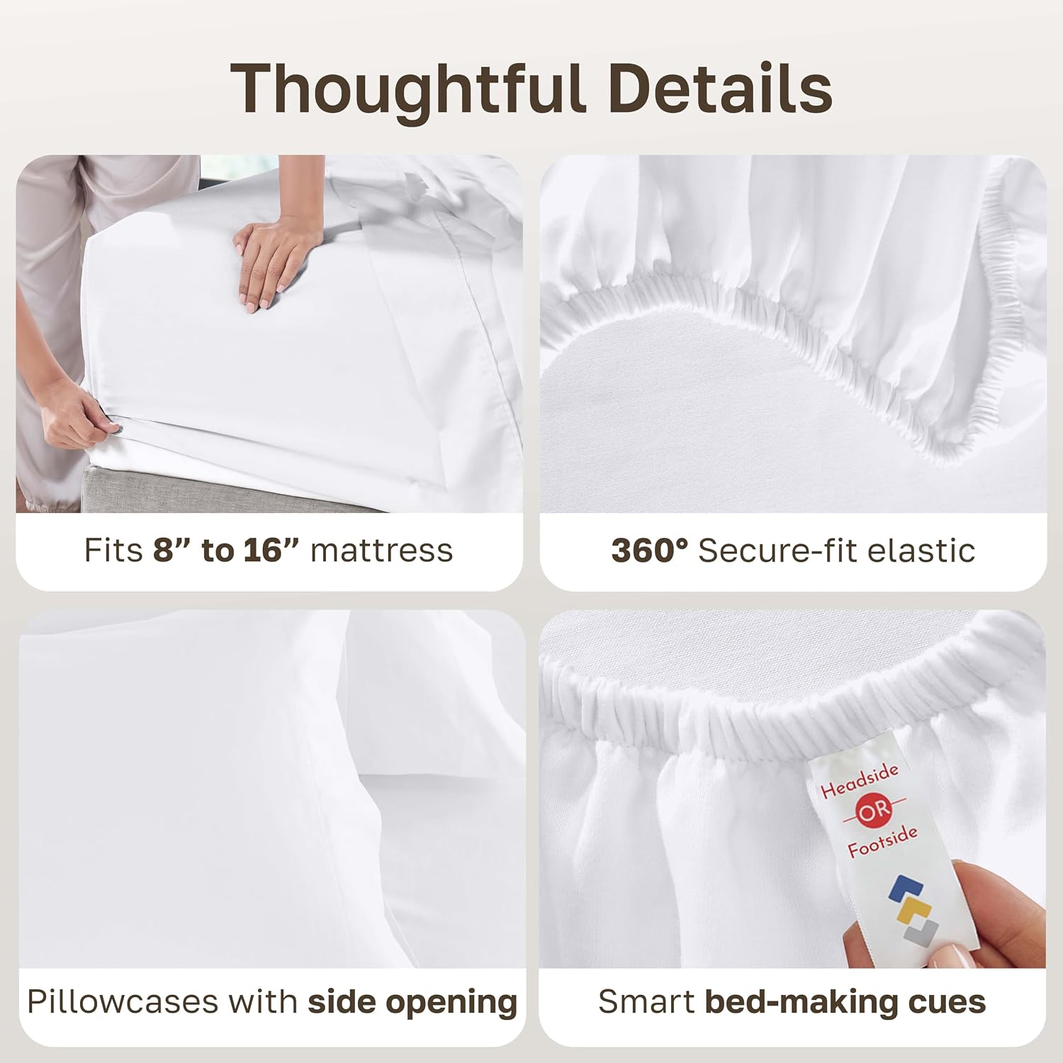California Design Den Luxury 600 Thread Count Queen Sheets Set,Bright White