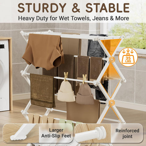 4-Tier Foldable Clothes Drying Rack for Long Garments