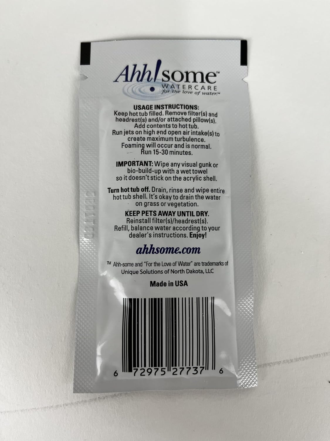 Ahhsome Hot Tub Serum Cleaner Sachet