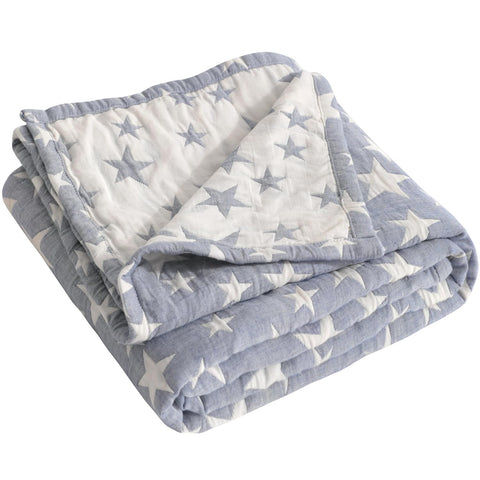 NTBAY 3 Layer Muslin Toddler Blanket, 30 x 40, Blue