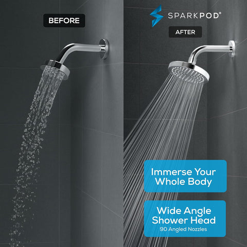 SparkPod Rain Shower Head, 6 Inch Round, Luxury Polished Chrome Finish