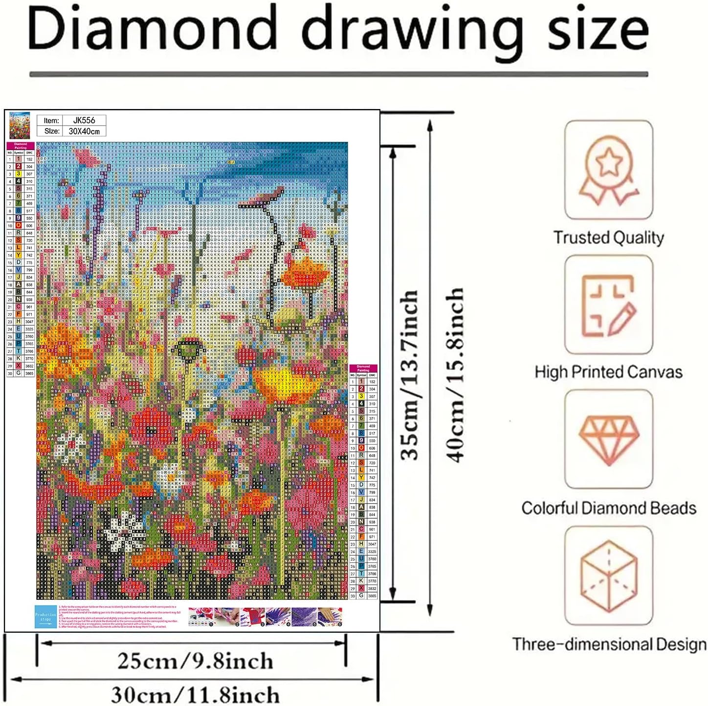 Diamond Art Painting Kits for Adults, Sea of Flowers 5D Diamond Painting