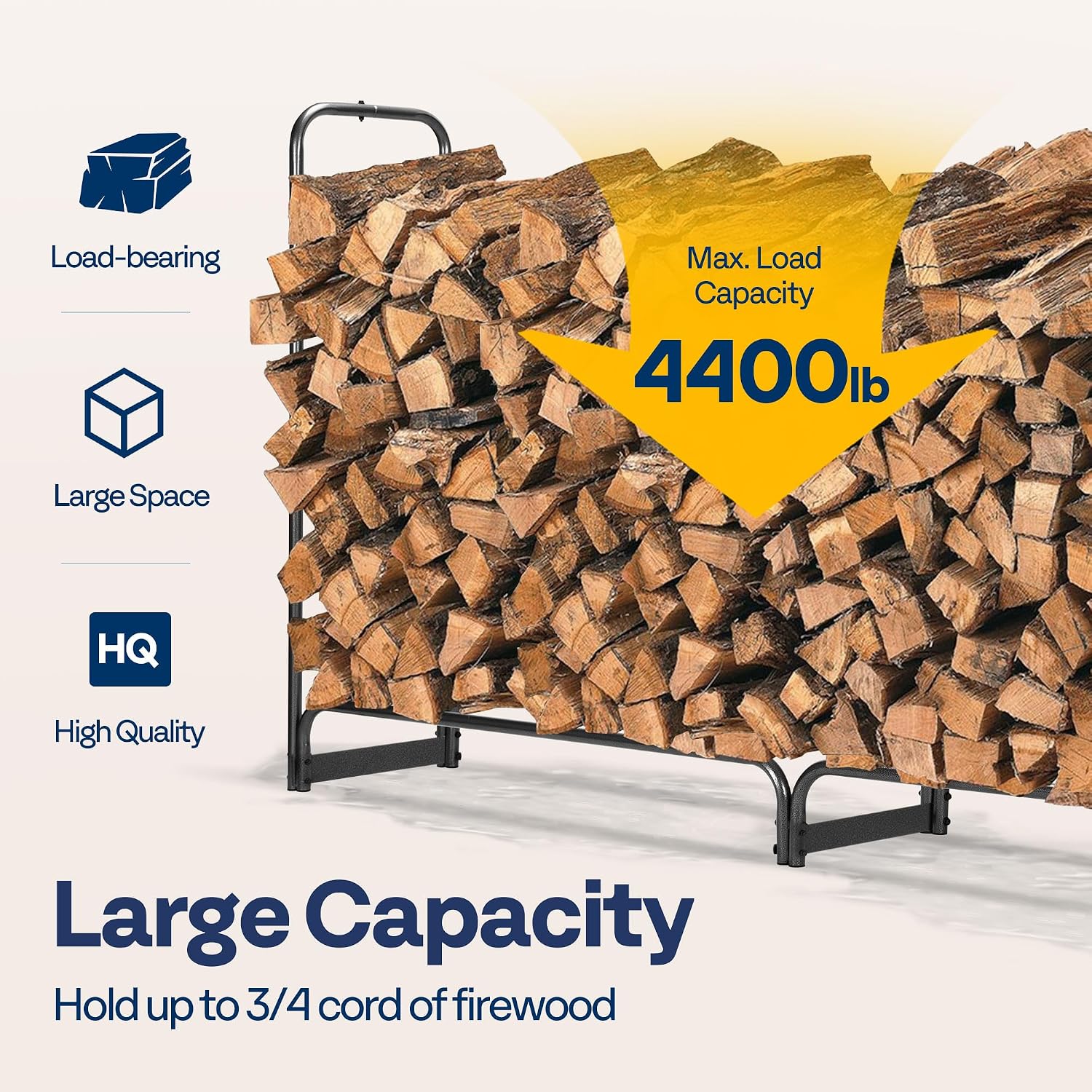 VIVOHOME 12 ft Heavy Duty Firewood Rack Outdoor with Cover, Black