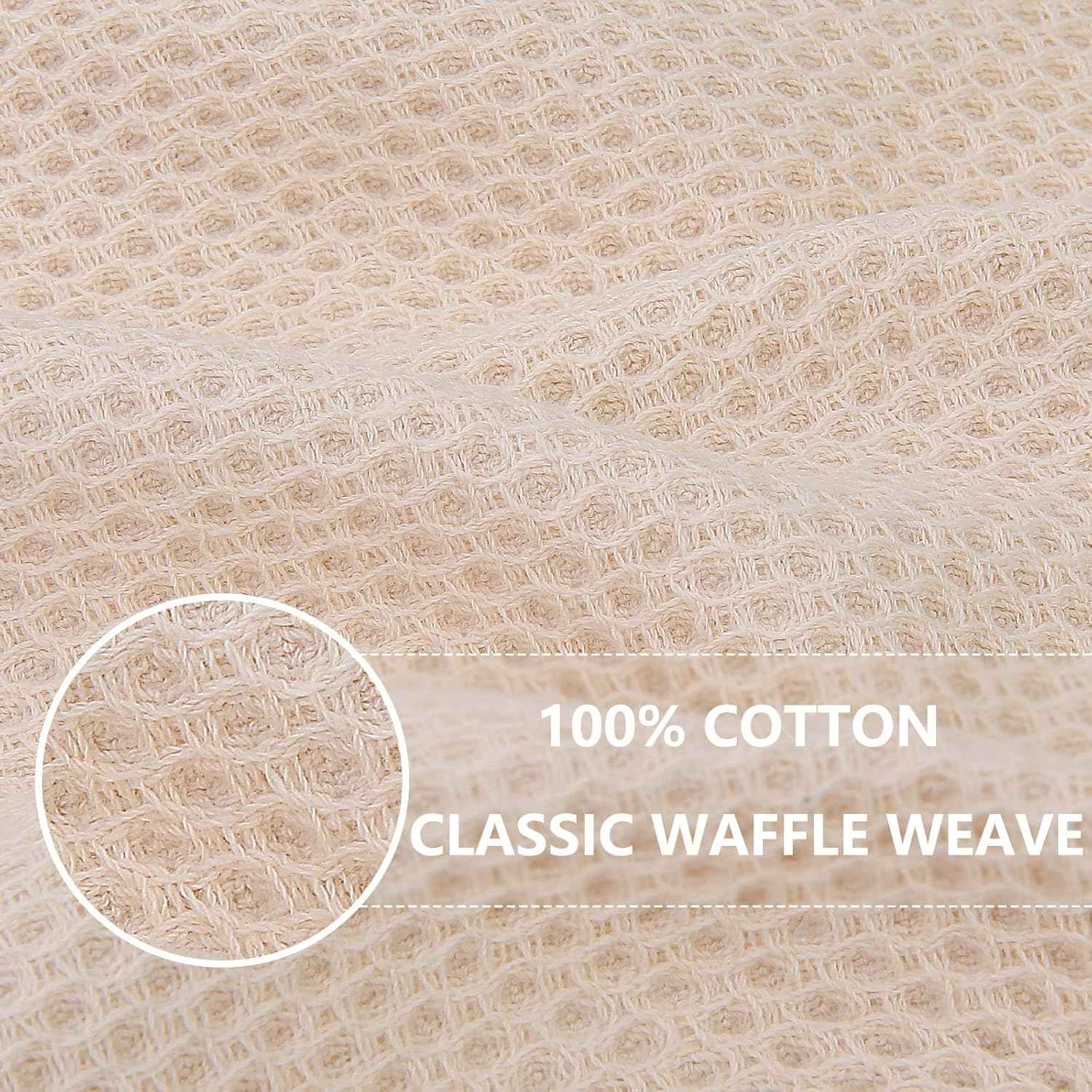 Homaxy 100% Cotton Waffle Weave Kitchen Dish Towels 6-Pack, Beige