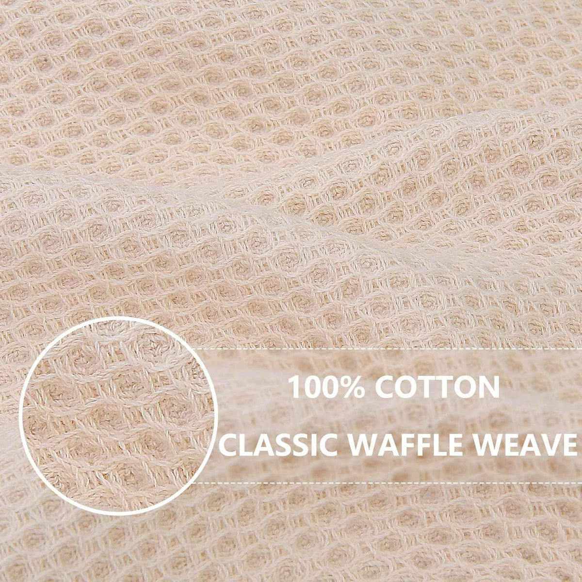 Homaxy 100% Cotton Waffle Weave Kitchen Dish Towels 6-Pack, Beige