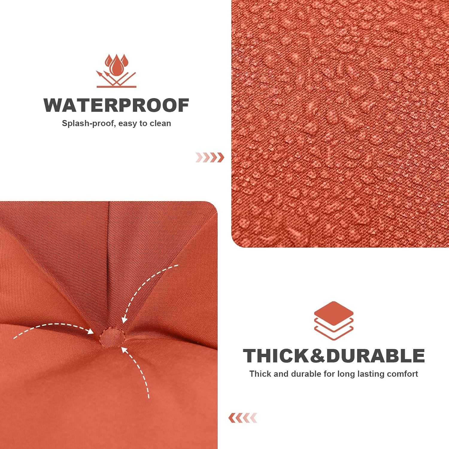 Porch Swing Cushions,Outdoor Cushions 3 Seater Replacement with Backrest, Waterproof Thickened Bench Cushion with Ties for Porch, Patio,Outdoor, Backyard and Garden (Orange 40 * 40 in)