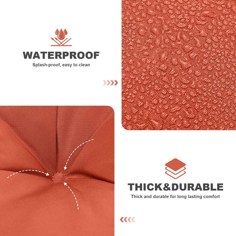 Porch Swing Cushions,Outdoor Cushions 3 Seater Replacement with Backrest, Waterproof Thickened Bench Cushion with Ties for Porch, Patio,Outdoor, Backyard and Garden (Orange 40 * 40 in)
