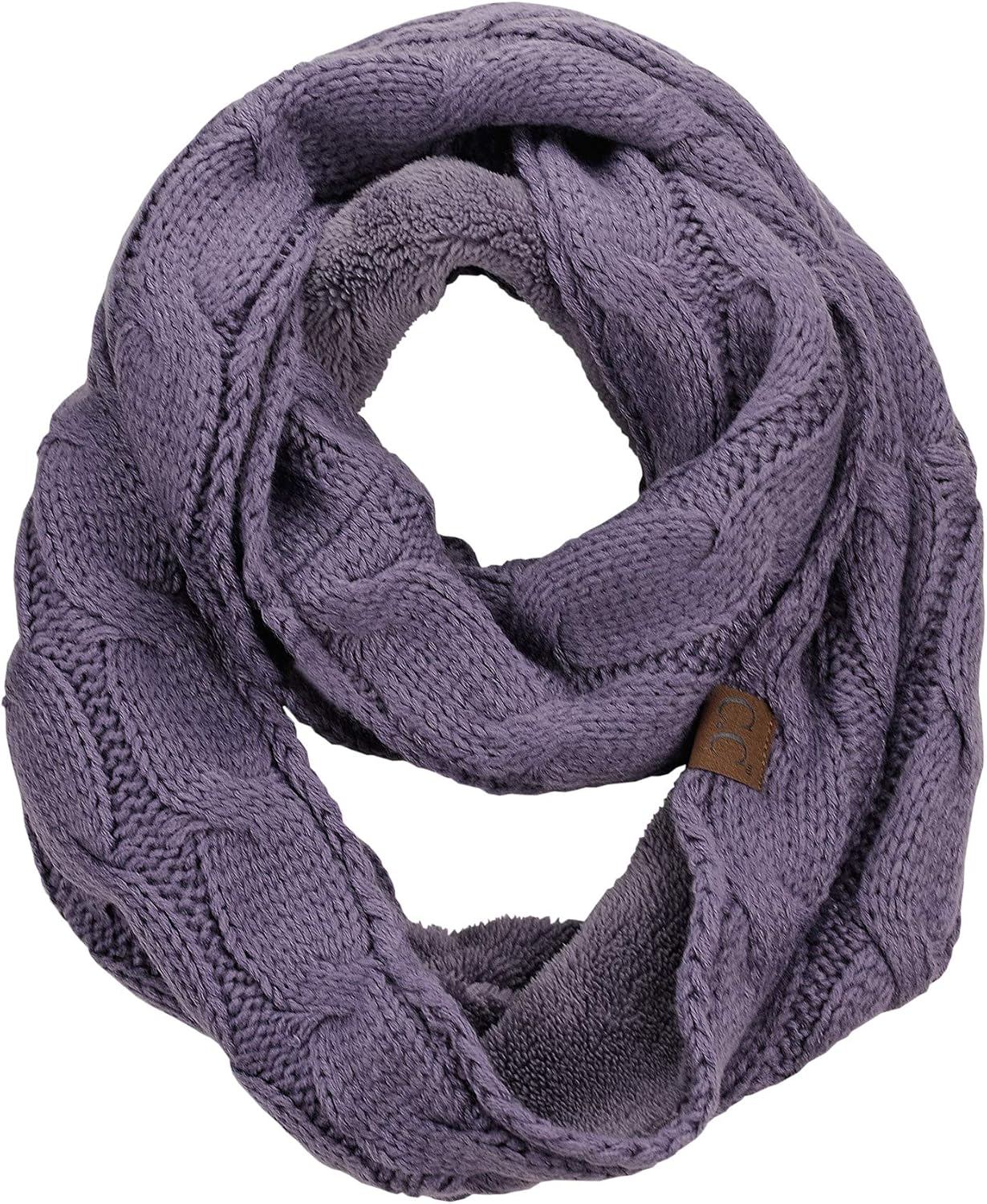 C.C Women's Winter Cable Knit Sherpa Lined Warm Infinity Pullover Scarf