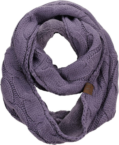 C.C Women's Winter Cable Knit Sherpa Lined Warm Infinity Pullover Scarf