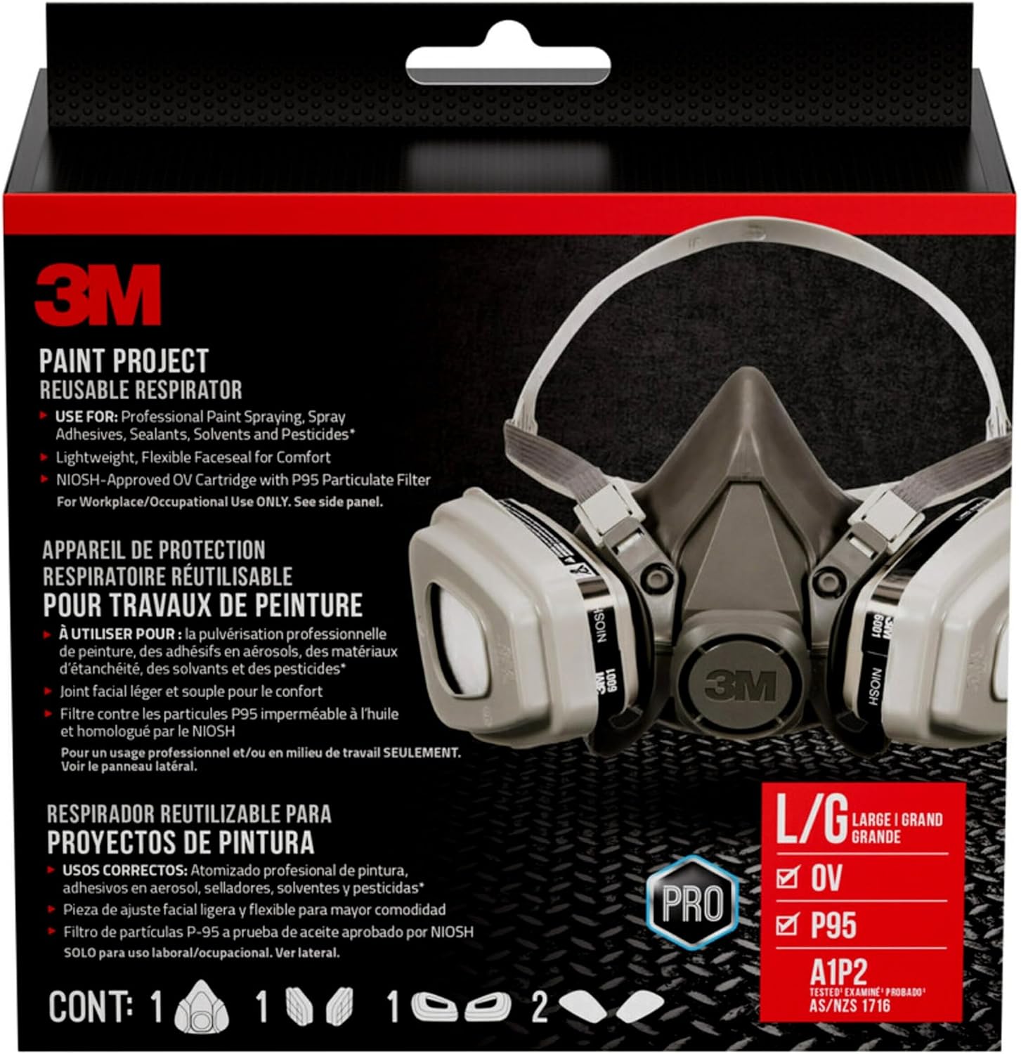 3M P95 / Organic Vapor Paint Project Reusable Respirator 6311, Large Size, NIOSH-APPROVED