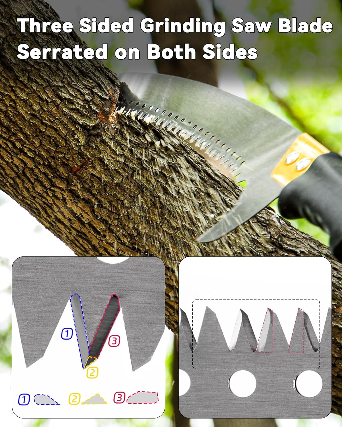 8.5FT Pole Saw with Adjustable Length for Tree Trimming, Lightweight Manual Pruning Saw with Mn Steel Blade, Long Extension Branch Cutter Long Pole for Yard, Garden, Patio and Forestry Use