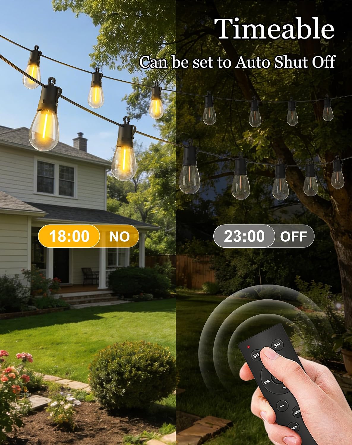 50ft Solar Powered Lights Outdoor - Waterproof String Light Outside Patio